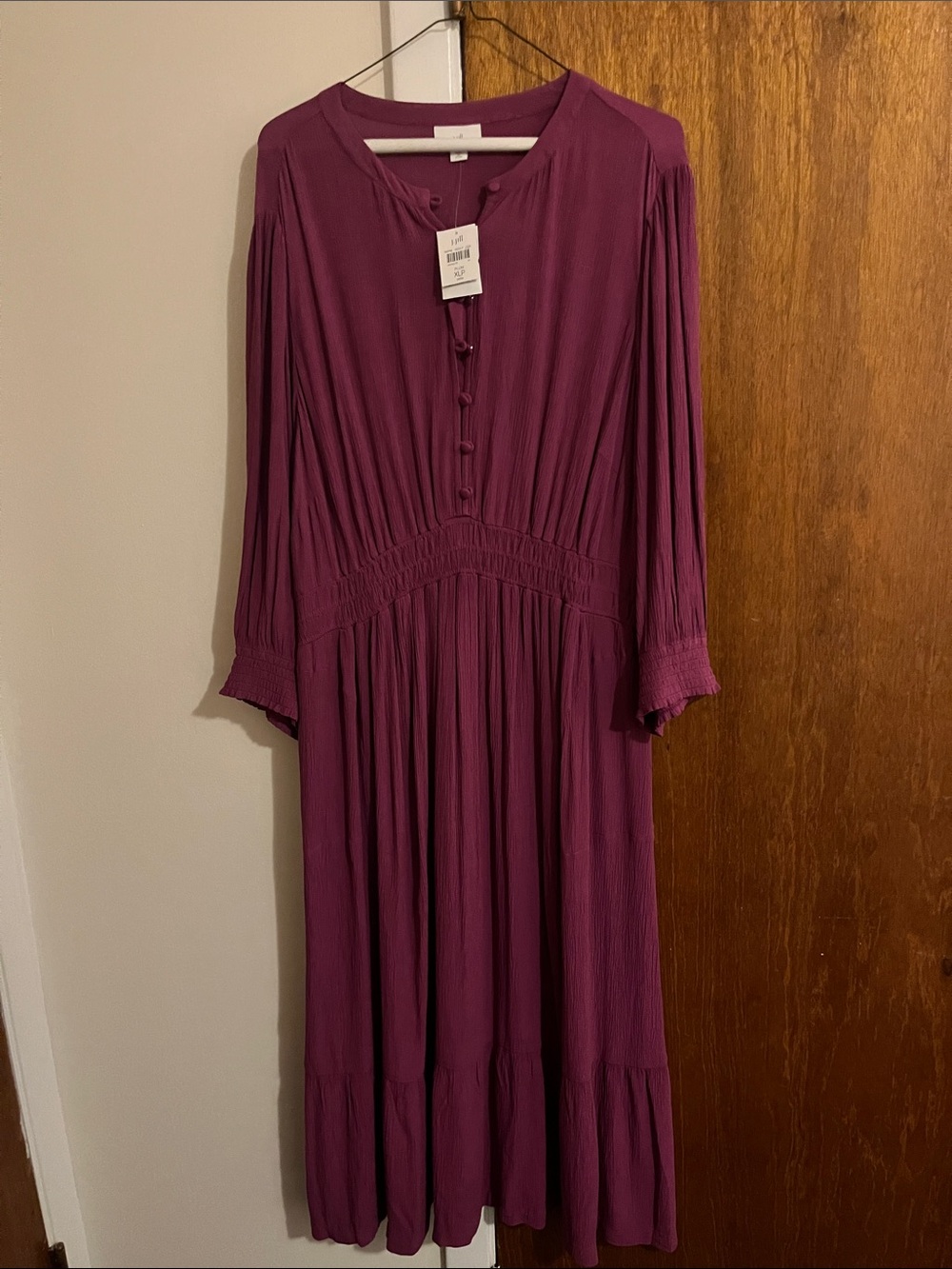 J. Jill Deep Plum Long Sleeve Maxi Dress